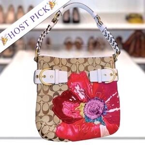 COACH RARE Vintage Khaki Signature Poppy Floral Appliqué Limited Edition